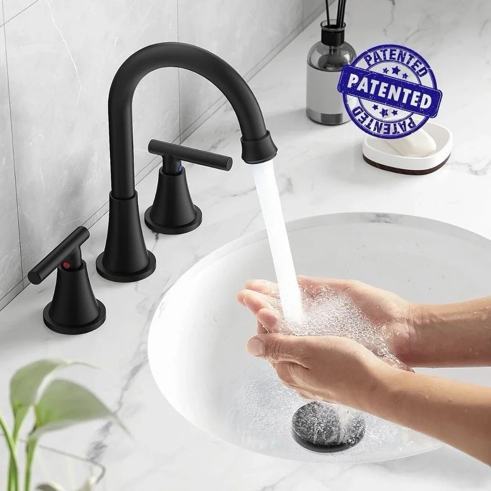 (2 Pack) Bathroom Faucets for 2 or 3 Hole Sink with Pop-Up Drain - Matte Black